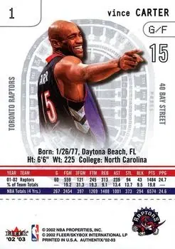 Back of Vince Carter