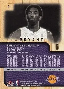 Back of Kobe Bryant