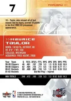 Back of Maurice Taylor