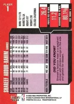 Back of Shareef Abdur-Rahim