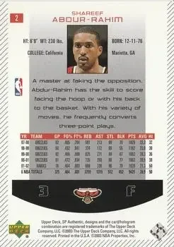 Back of Shareef Abdur-Rahim