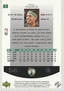 Back of Paul Pierce
