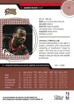 Back of Aaron McKie