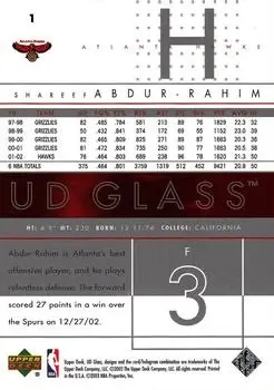 Back of Shareef Abdur-Rahim