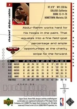 Back of Shareef Abdur-Rahim
