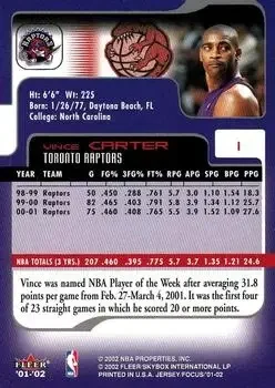 Back of Vince Carter
