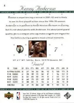 Back of Kenny Anderson