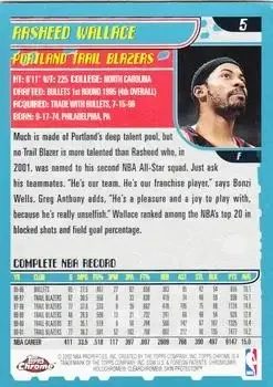 Back of Rasheed Wallace