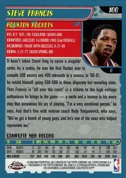 Back of Steve Francis