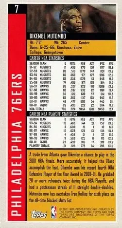 Back of Dikembe Mutombo