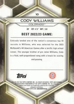 Back of Cody Williams