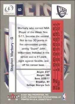 Back of Stephon Marbury