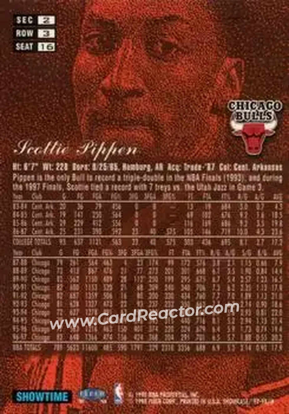 1997-98 Flair Showcase #16 - Scottie Pippen - Chicago Bulls - Back