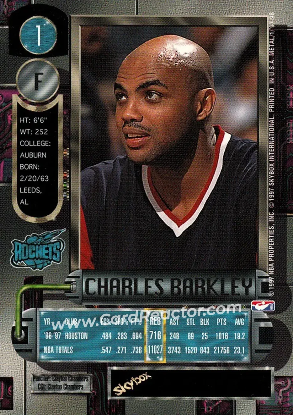 1997-98 Metal Universe #1 - Charles Barkley - Houston Rockets - Back