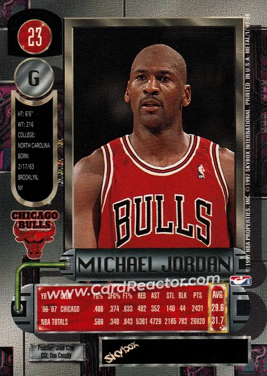 1997-98 Metal Universe #23 - Michael Jordan - Chicago Bulls - Back 1997-98 Metal Universe #23 - Michael Jordan - Chicago Bulls - Back
