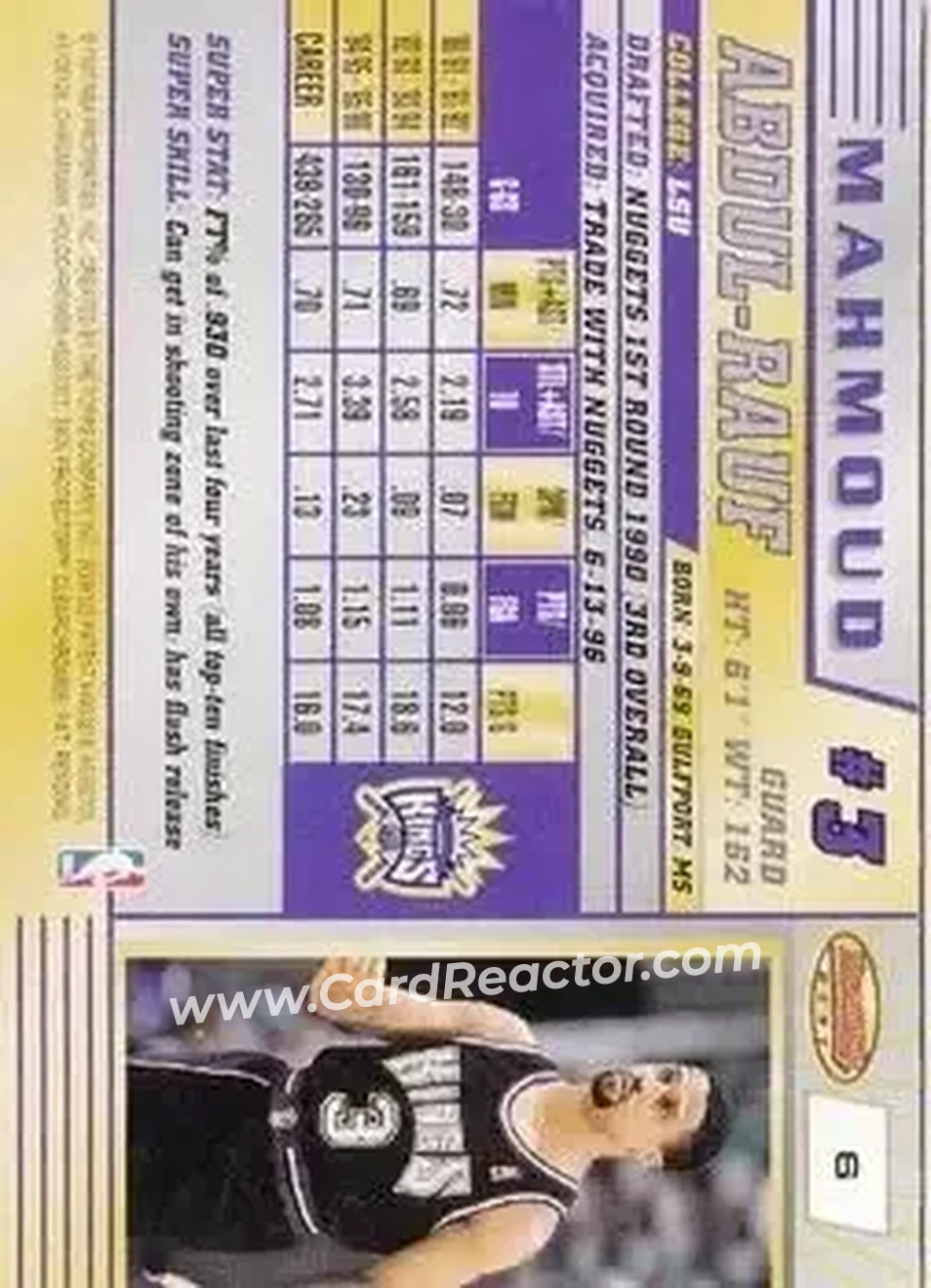 1996-97 Bowman's Best #6 - Mahmoud Abdul-Rauf - Sacramento Kings - Back
