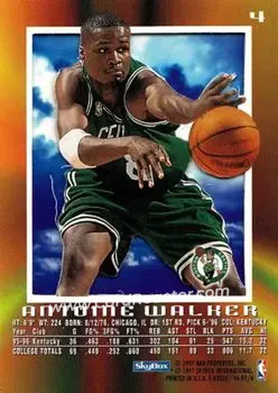 1996-97 E-X2000 #4 - Antoine Walker - Boston Celtics - Back