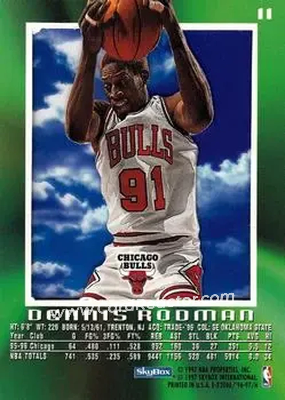 1996-97 E-X2000 #11 - Dennis Rodman - Chicago Bulls - Back