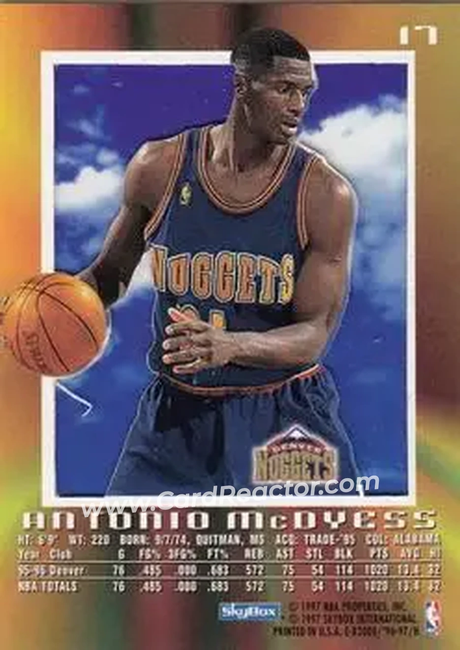 1996-97 E-X2000 #17 - Antonio McDyess - Denver Nuggets - Back