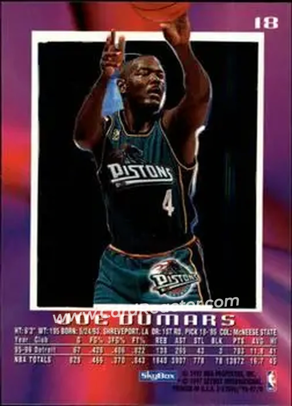 1996-97 E-X2000 #18 - Joe Dumars - Detroit Pistons - Back