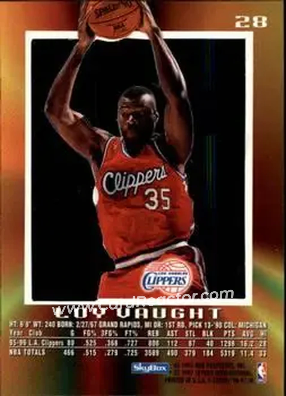 1996-97 E-X2000 #28 - Loy Vaught - Los Angeles Clippers - Back