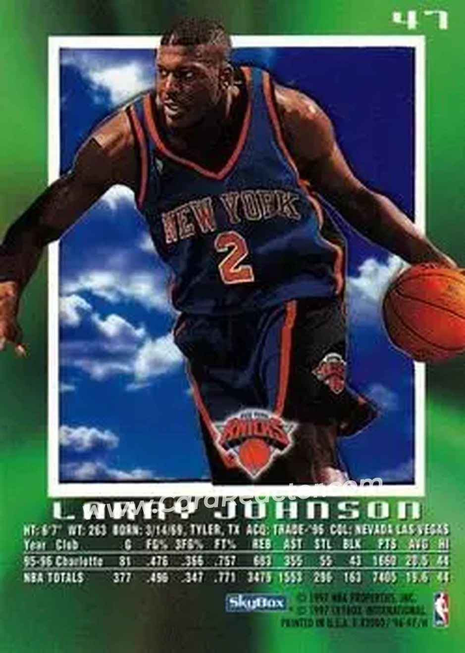 1996-97 E-X2000 #47 - Larry Johnson - New York Knicks - Back