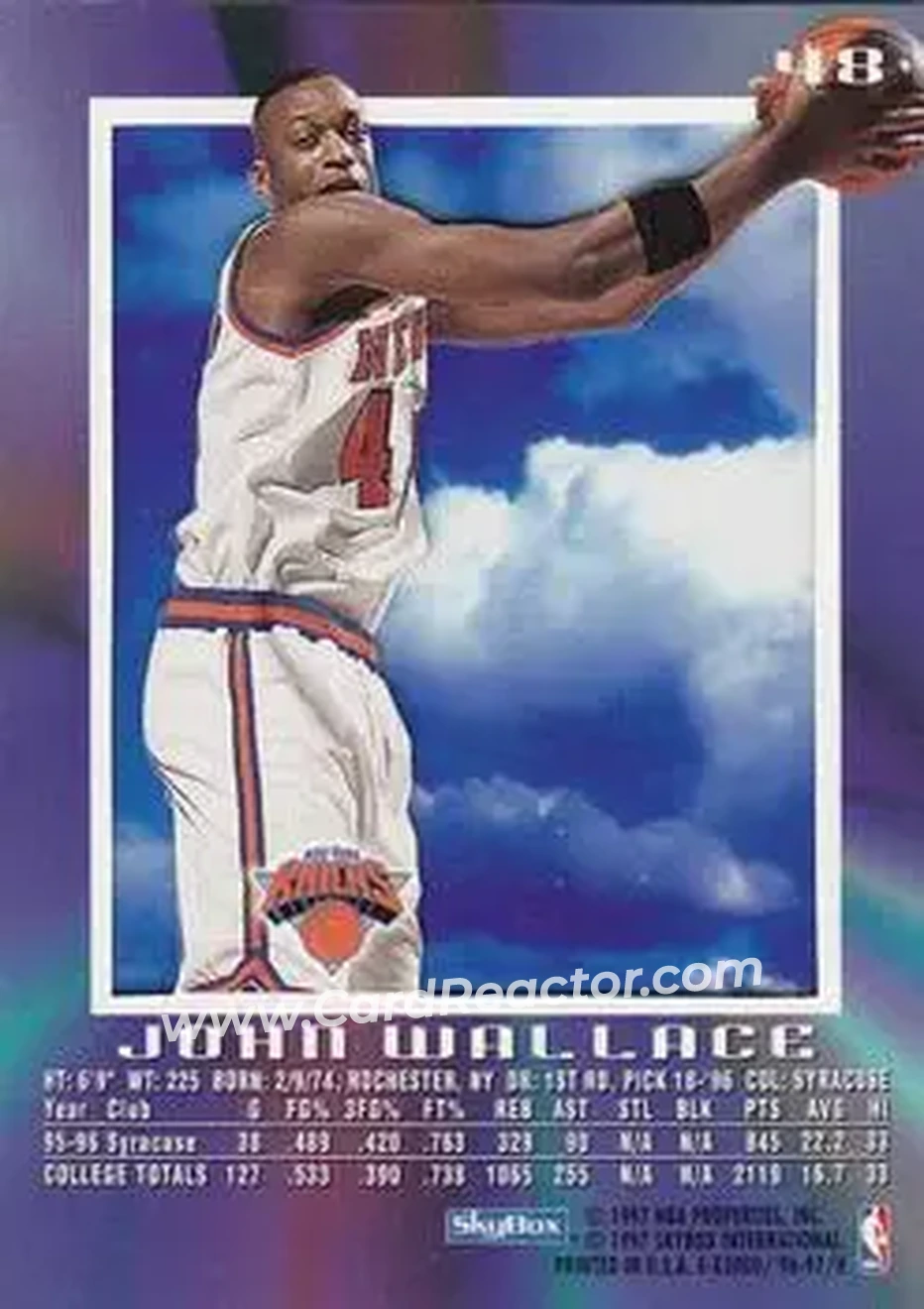 1996-97 E-X2000 #48 - John Wallace - New York Knicks - Back