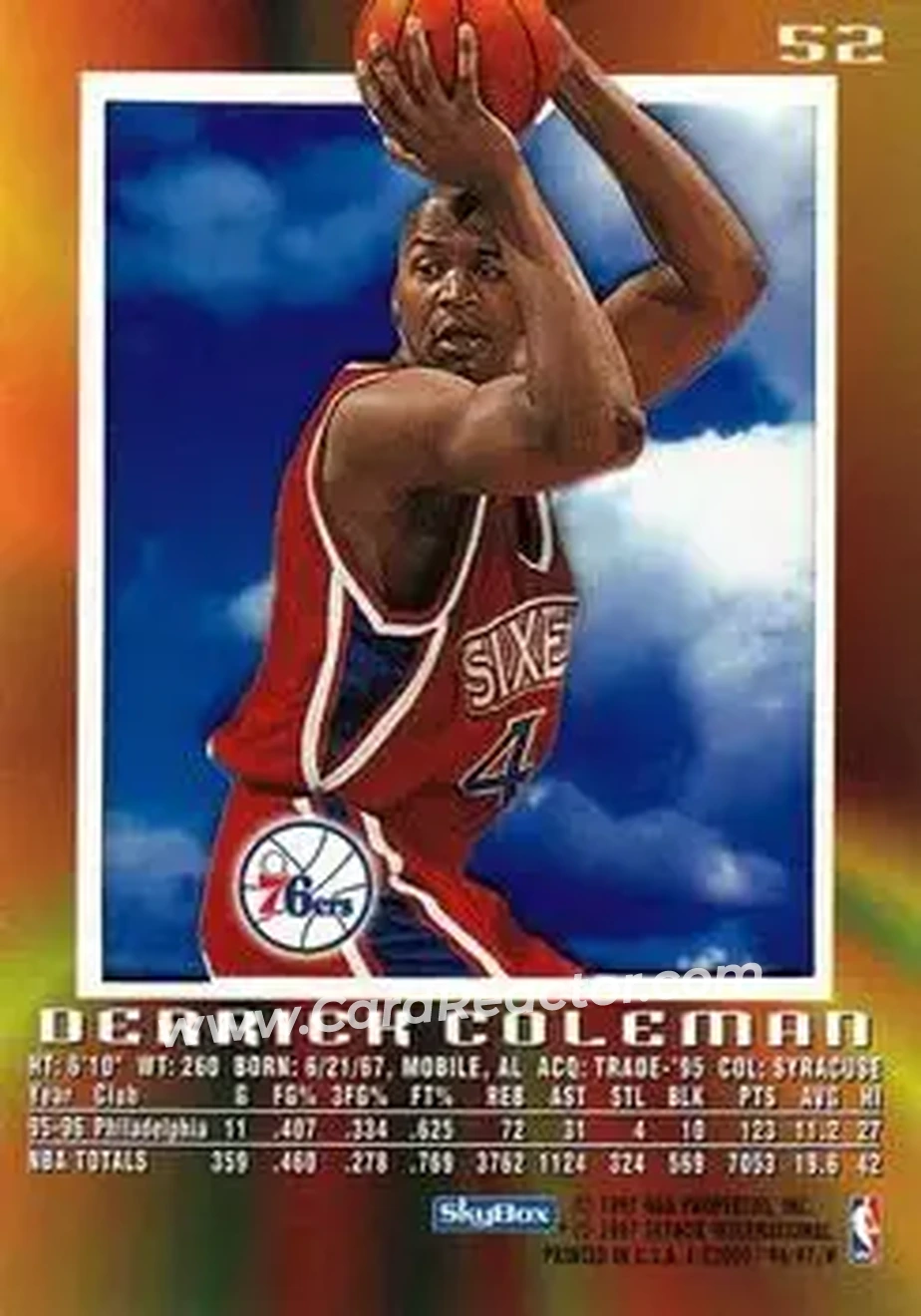 1996-97 E-X2000 #52 - Derrick Coleman - Philadelphia 76ers - Back