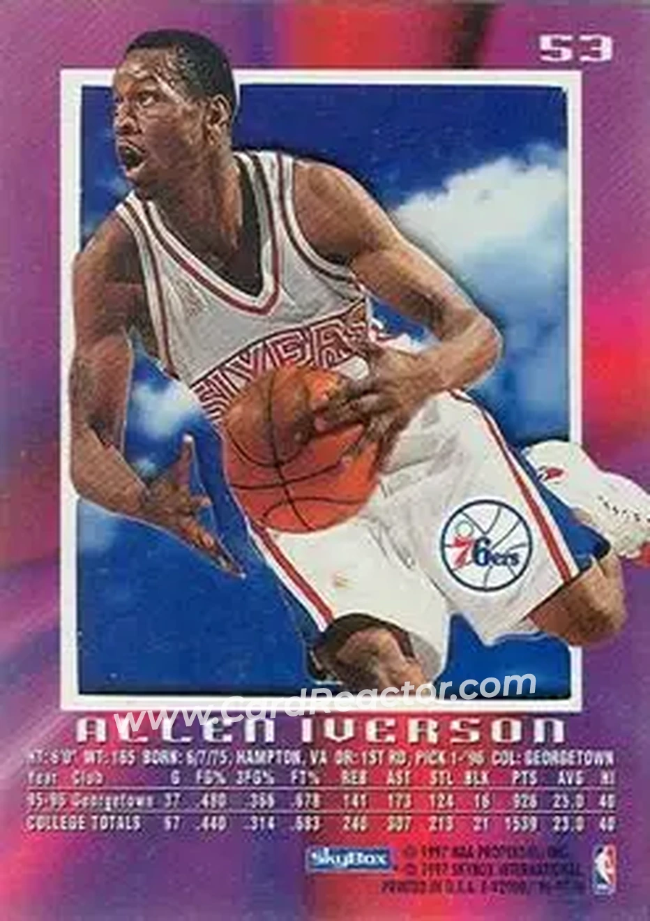 1996-97 E-X2000 #53 - Allen Iverson - Philadelphia 76ers - Back