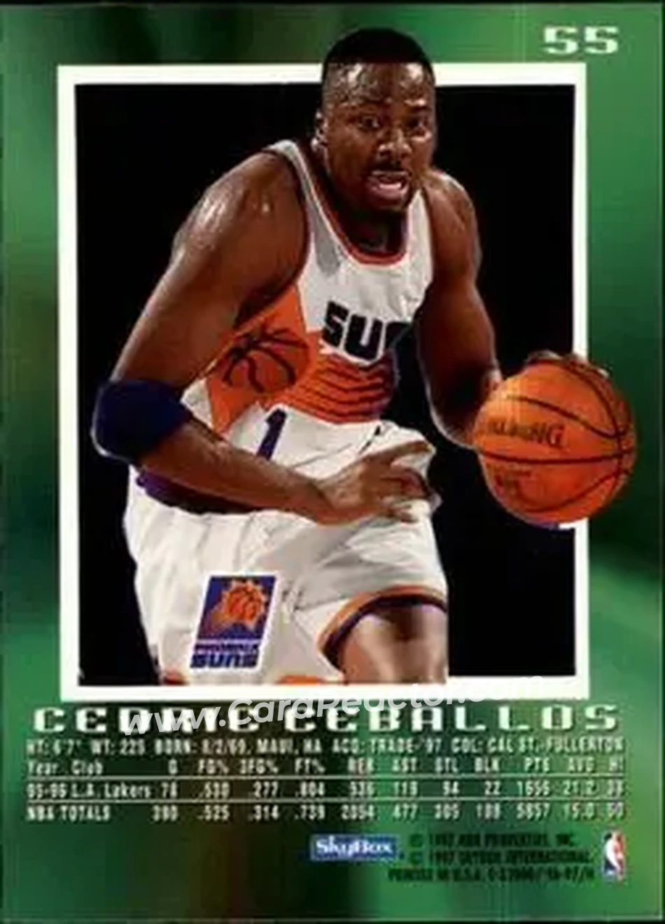 1996-97 E-X2000 #55 - Cedric Ceballos - Phoenix Suns - Back