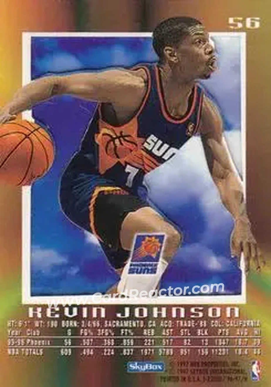 1996-97 E-X2000 #56 - Kevin Johnson - Phoenix Suns - Back