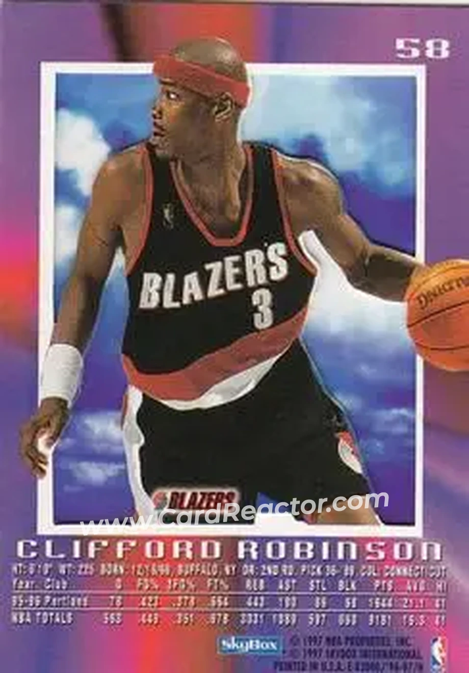 1996-97 E-X2000 #58 - Clifford Robinson - Portland Trail Blazers - Back