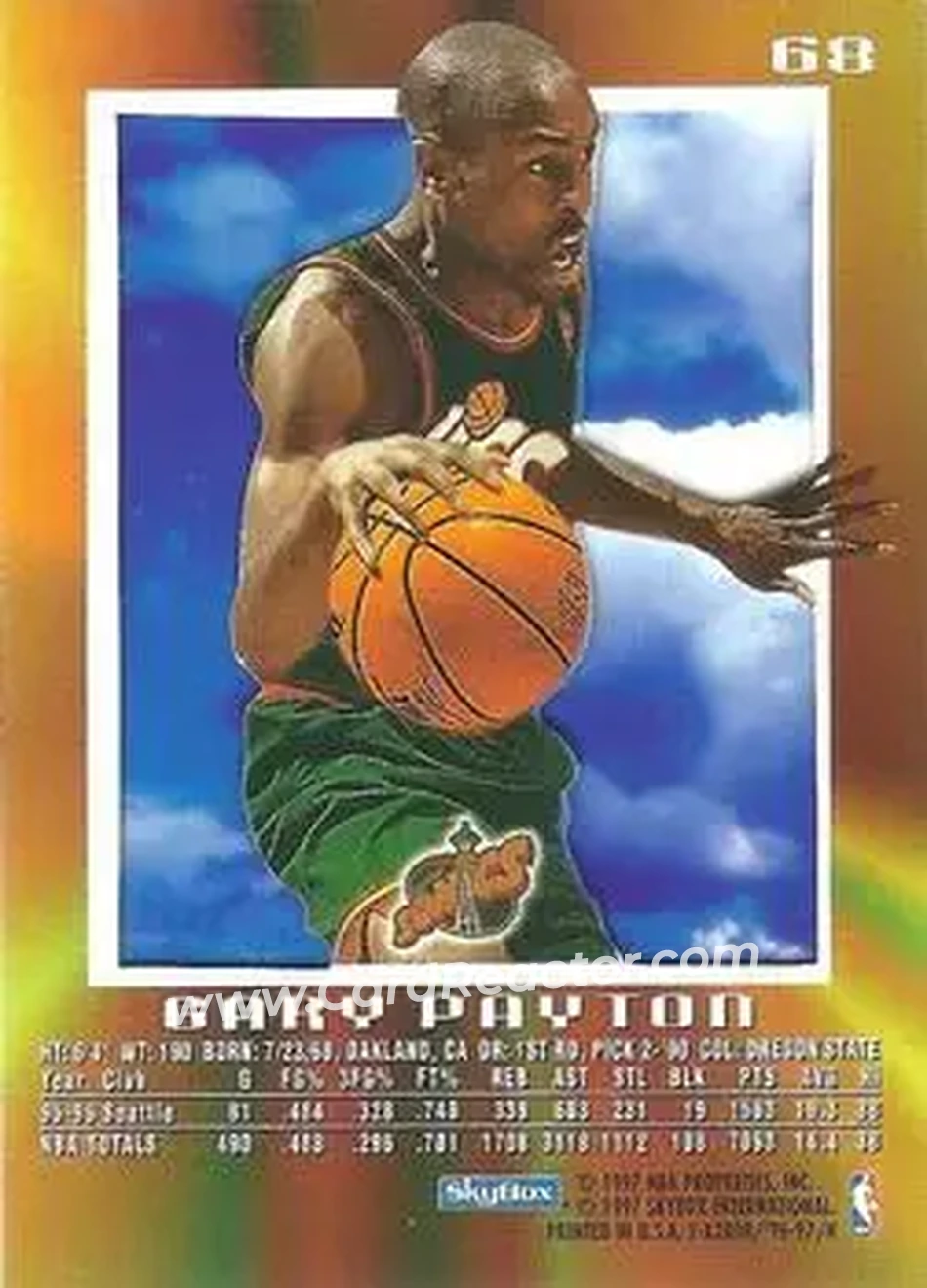 1996-97 E-X2000 #68 - Gary Payton - Seattle SuperSonics - Back