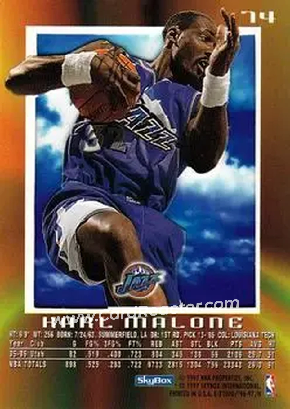 1996-97 E-X2000 #74 - Karl Malone - Utah Jazz - Back