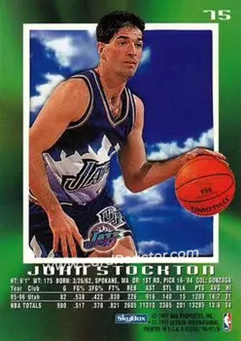 1996-97 E-X2000 #75 - John Stockton - Utah Jazz - Back 1996-97 E-X2000 #75 - John Stockton - Utah Jazz - Back