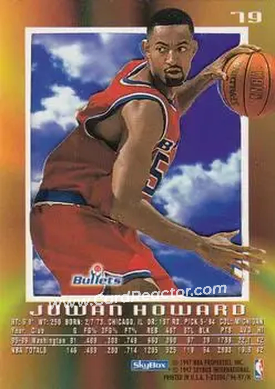 1996-97 E-X2000 #79 - Juwan Howard - Washington Bullets - Back