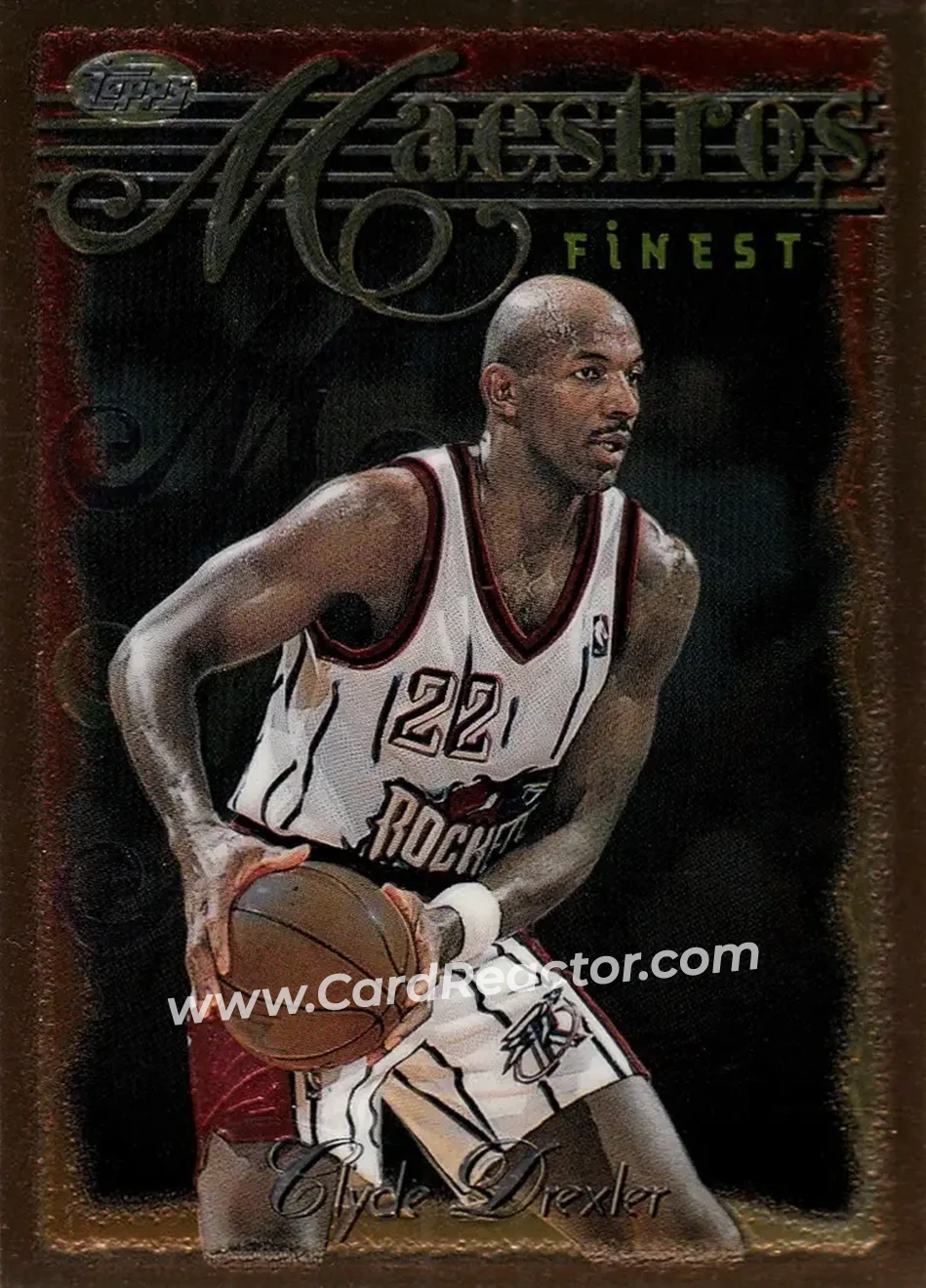 1996-97 Finest #23 - Clyde Drexler - Houston Rockets - Front