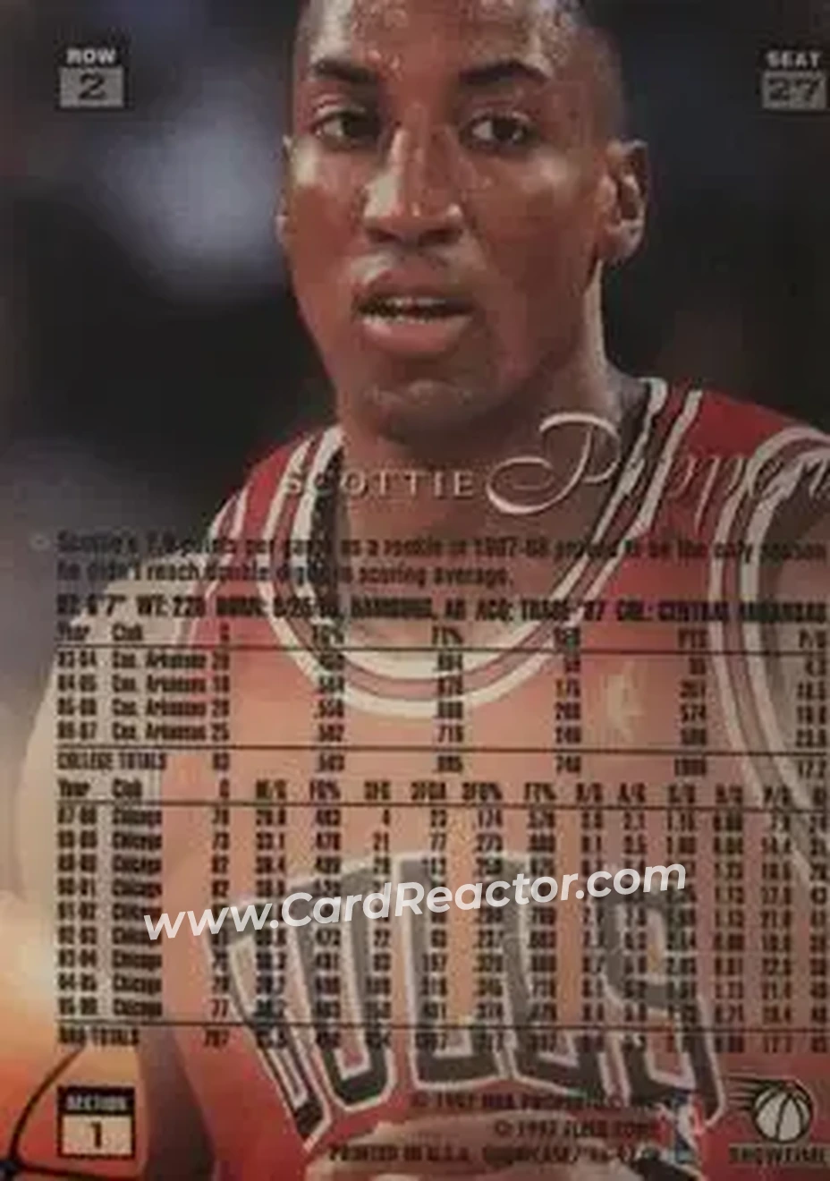 1996-97 Flair Showcase #27 - Scottie Pippen - Chicago Bulls - Back