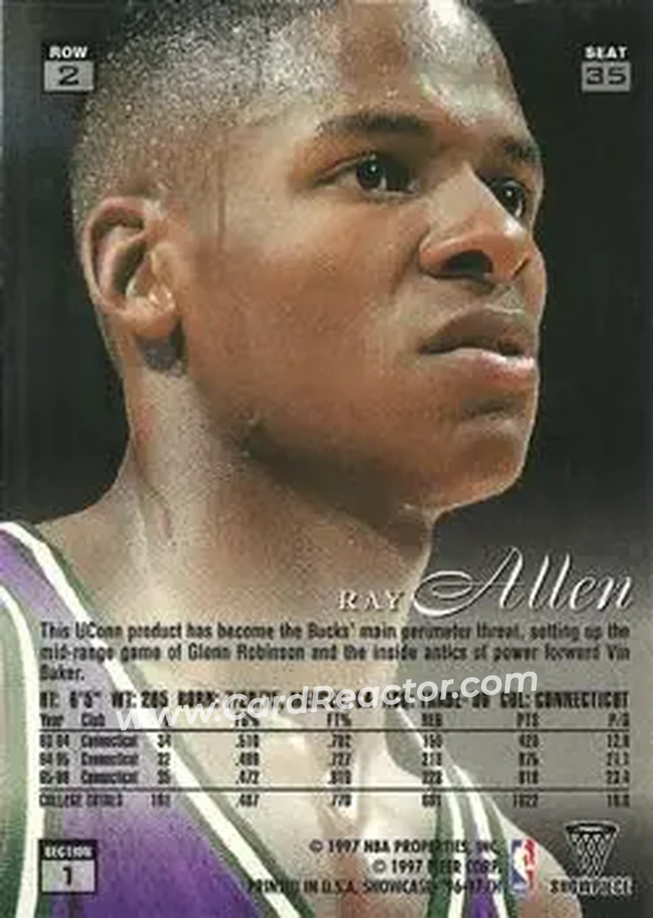1996-97 Flair Showcase #35 - Ray Allen - Milwaukee Bucks - Back