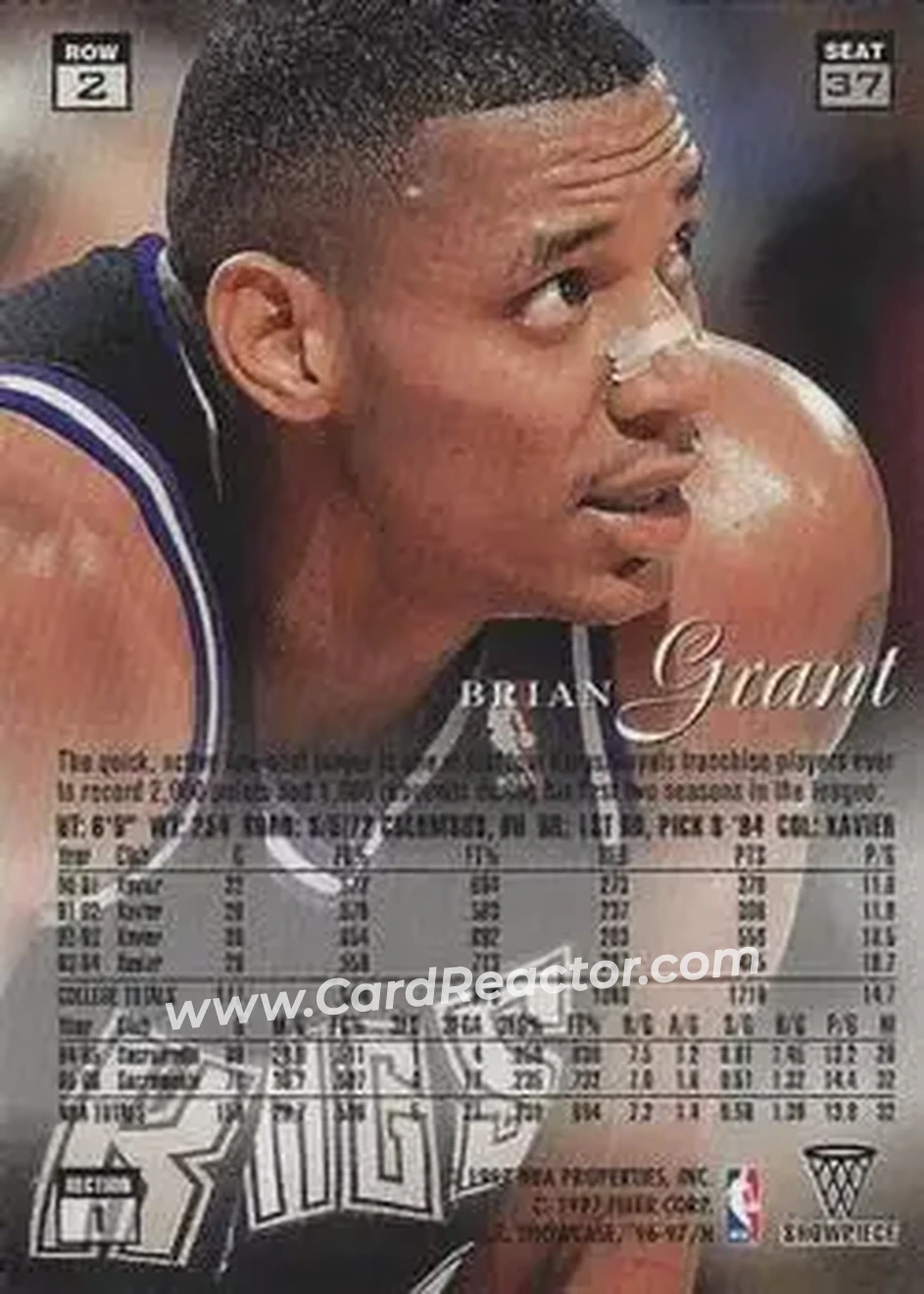 1996-97 Flair Showcase #37 - Brian Grant - Sacramento Kings - Back