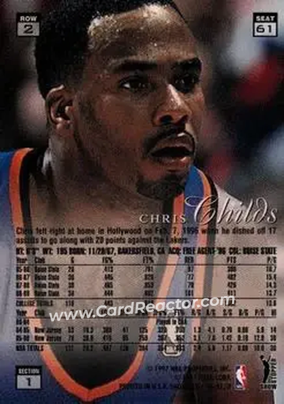 1996-97 Flair Showcase #61 - Chris Childs - New York Knicks - Back