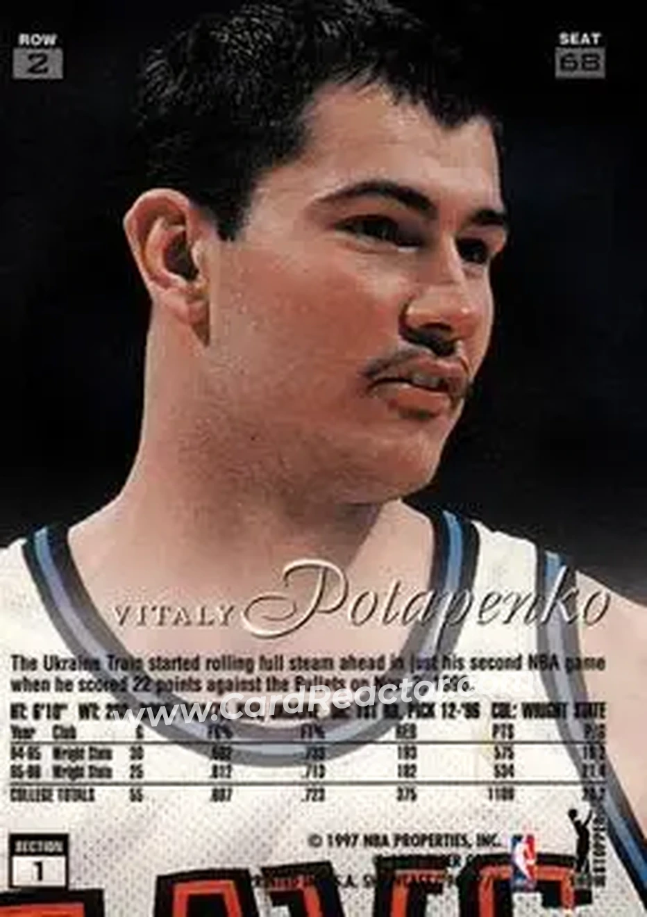 1996-97 Flair Showcase #68 - Vitaly Potapenko - Cleveland Cavaliers - Back