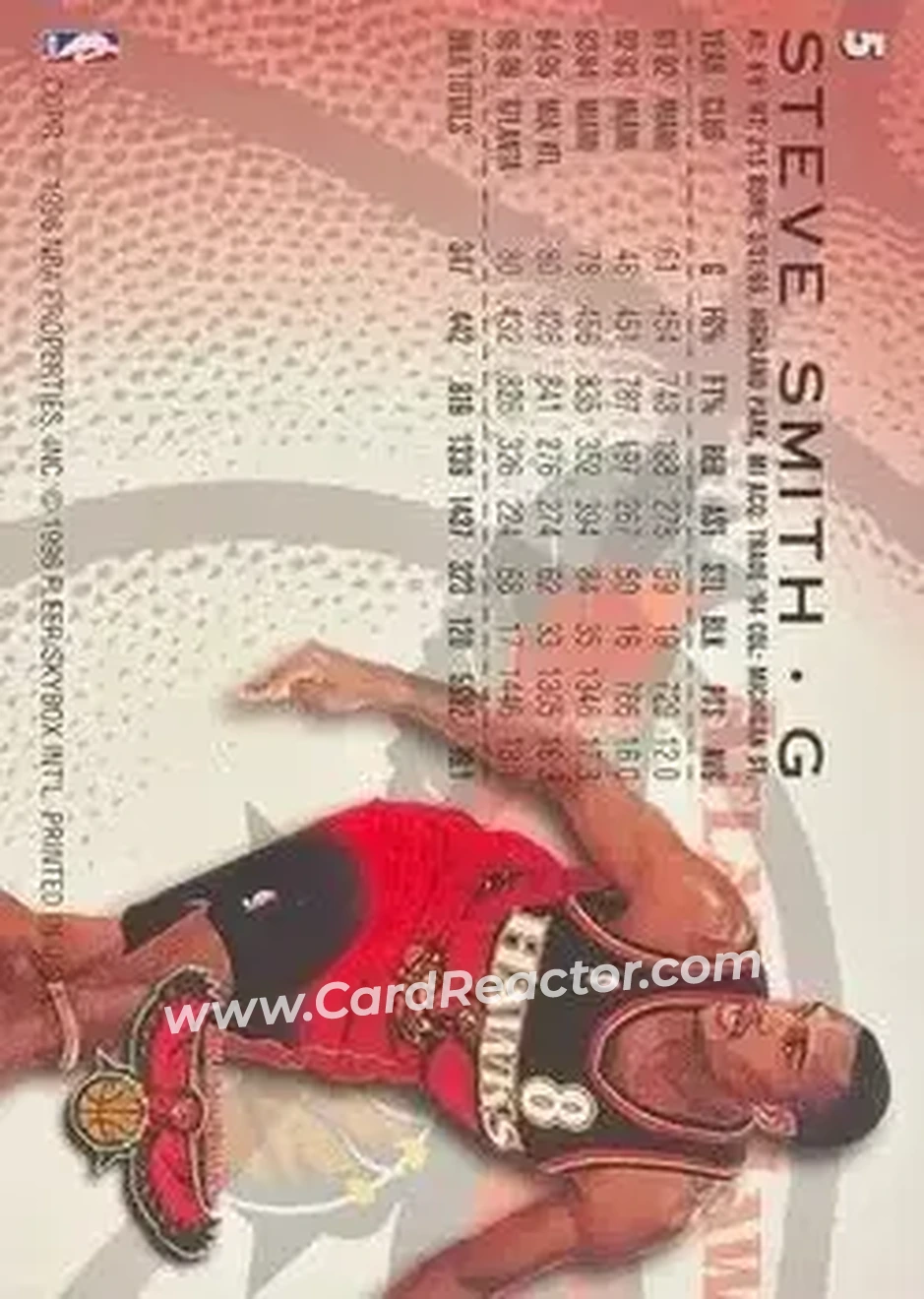 1996-97 Fleer #5 - Steve Smith - Atlanta Hawks - Back