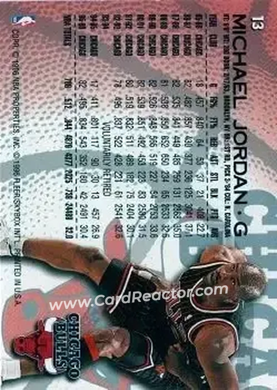 1996-97 Fleer #13 - Michael Jordan - Chicago Bulls - Back