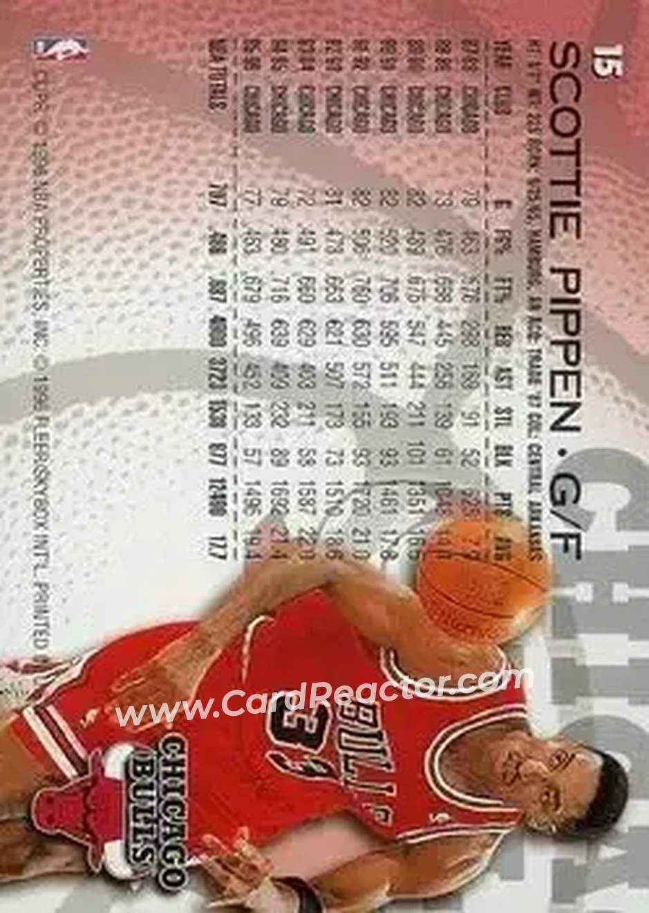 1996-97 Fleer #15 - Scottie Pippen - Chicago Bulls - Back