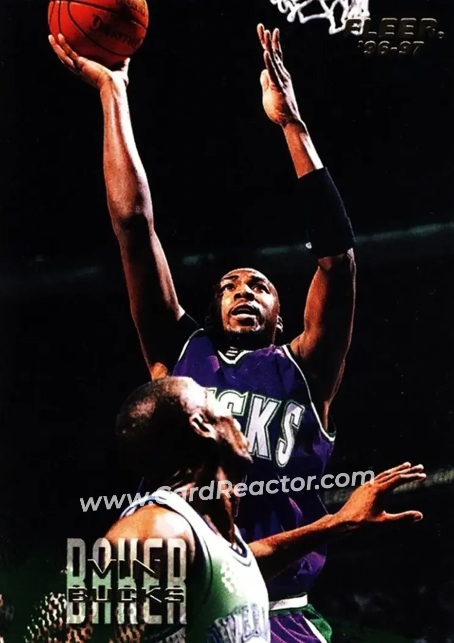 1996-97 Fleer #61 - Vin Baker - Milwaukee Bucks - Front 1996-97 Fleer #61 - Vin Baker - Milwaukee Bucks - Front