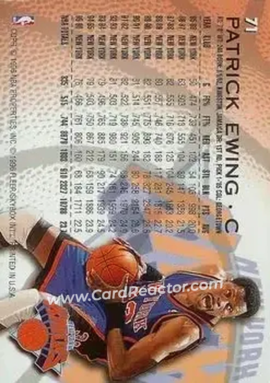 1996-97 Fleer #71 - Patrick Ewing - New York Knicks - Back 1996-97 Fleer #71 - Patrick Ewing - New York Knicks - Back