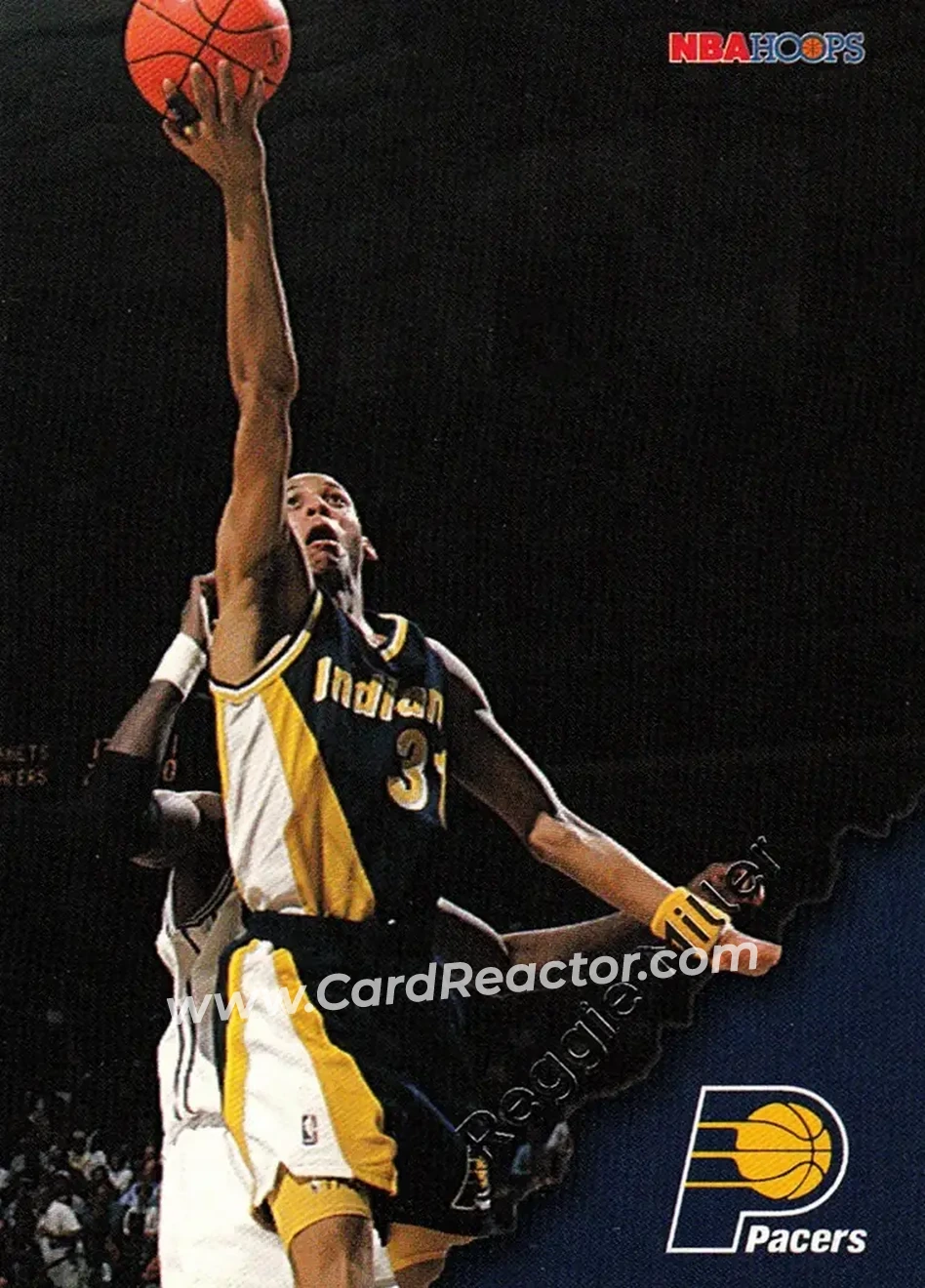 1996-97 Hoops #68 - Reggie Miller - Indiana Pacers - Front 1996-97 Hoops #68 - Reggie Miller - Indiana Pacers - Front