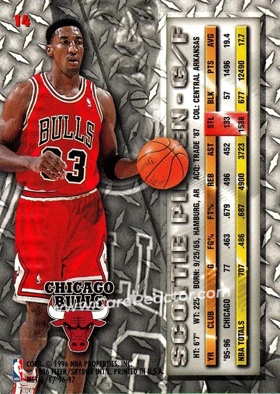 1996-97 Metal #14 - Scottie Pippen - Chicago Bulls - Back