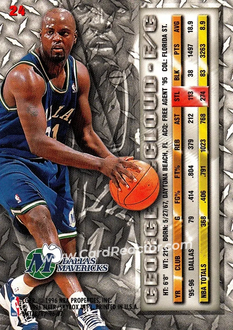 1996-97 Metal #24 - George McCloud - Dallas Mavericks - Back